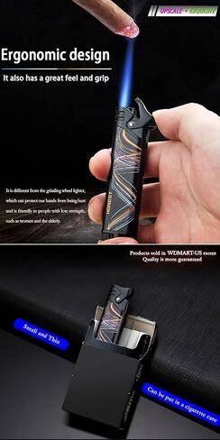 ولاعات قابلة للنفخ مقاومة للرياح WDMART-US - ولاعات غاز البيوتان المعدنية - ولاعات حقن مباشر توربو - صغيرة ومحمولة - تناسب علبة السجائر • مناسبة للأنشطة الخارجية (أسود) in Kuwait