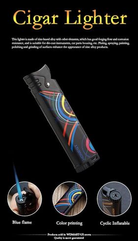 ولاعات قابلة للنفخ مقاومة للرياح WDMART-US - ولاعات غاز البيوتان المعدنية - ولاعات حقن مباشر توربو - صغيرة ومحمولة - تناسب علبة السجائر • مناسبة للأنشطة الخارجية (أسود) in Kuwait