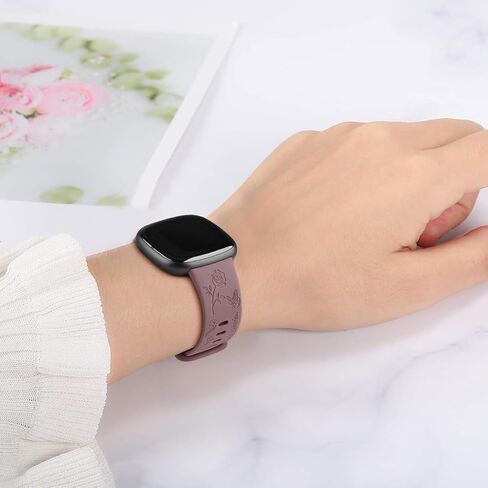 AK Floral Engraved Band Compatible with Fitbit Sense 2 / Sense Bands/Fitbit Versa 4 / Versa 3 Bands Women Men, Soft Sport Replacement Wristbands for Fitbit Sense 2 / Sense/Versa 4 / Versa 3 Smart Watch in Kuwait