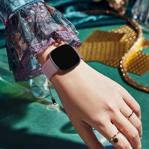 AK Floral Engraved Band Compatible with Fitbit Sense 2 / Sense Bands/Fitbit Versa 4 / Versa 3 Bands Women Men, Soft Sport Replacement Wristbands for Fitbit Sense 2 / Sense/Versa 4 / Versa 3 Smart Watch in Kuwait