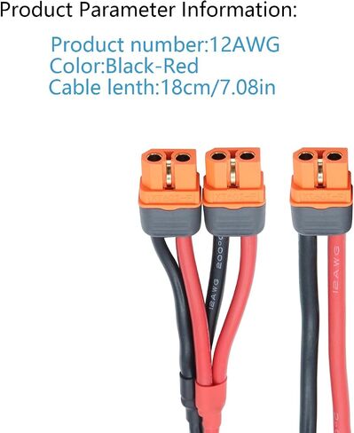 RIIEYOCA XT60I-F Parallel Battery Connector 18CM 12AWG Cable Dual Extension Y Splitter Female to Female for RC Quadcopter(XT60I-F 1 Female to 2 Female) in Saudi Arabia