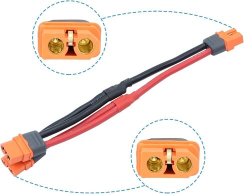 RIIEYOCA XT60I-F Parallel Battery Connector 18CM 12AWG Cable Dual Extension Y Splitter Female to Female for RC Quadcopter(XT60I-F 1 Female to 2 Female) in Saudi Arabia
