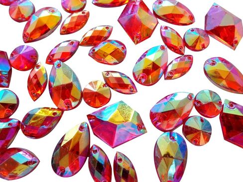 300pcs Mixed Shape Size Purple AB Colour Crystal sew on Rhinestones Acryl Loose Beads Hand Sewing Strass (red,Blue) (Pink) in Saudi Arabia