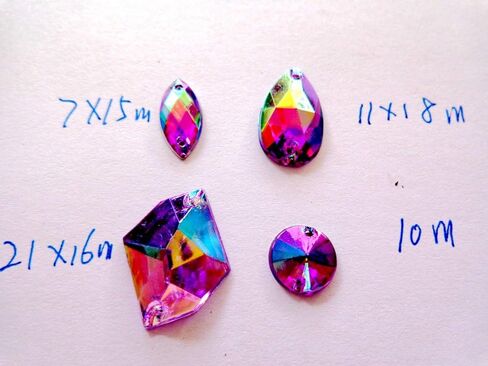 300pcs Mixed Shape Size Purple AB Colour Crystal sew on Rhinestones Acryl Loose Beads Hand Sewing Strass (red,Blue) (Pink) in Saudi Arabia