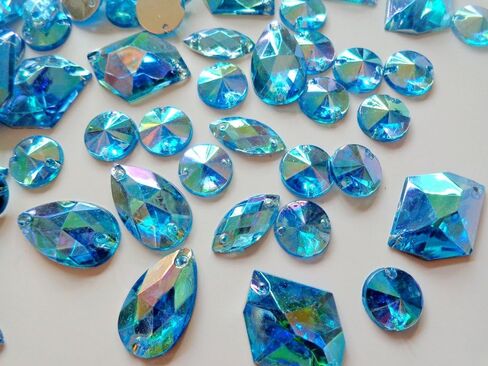 300pcs Mixed Shape Size Purple AB Colour Crystal sew on Rhinestones Acryl Loose Beads Hand Sewing Strass (red,Blue) (Pink) in Saudi Arabia
