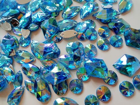 300pcs Mixed Shape Size Purple AB Colour Crystal sew on Rhinestones Acryl Loose Beads Hand Sewing Strass (red,Blue) (Pink) in Saudi Arabia