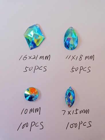 300pcs Mixed Shape Size Purple AB Colour Crystal sew on Rhinestones Acryl Loose Beads Hand Sewing Strass (red,Blue) (Pink) in Saudi Arabia