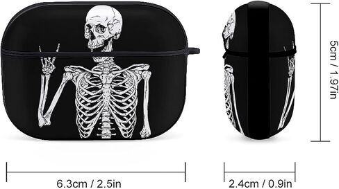 Rock and Roll Skeleton Skull Boho Hippie Pattern Compatible with Airpods Pro Case Cover with Keychain Headphone Cover Unisex Shockproof Protective Wireless Charging Headset Accessories in Saudi Arabia