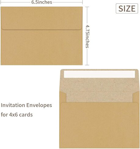 مظاريف YINUOYOUJIA Kraft، مظاريف 5 × 7 50 حزمة، مغلفات دعوة A7، مظروف بني، مغلف A7 ذاتي الختم للدعوة، استحمام الطفل، الزفاف، الحفلات، البريد in Kuwait
