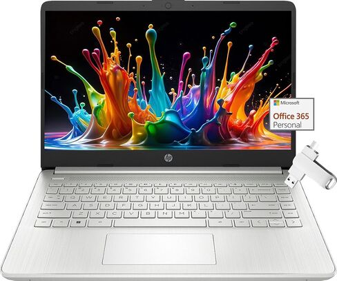 HP 14 Laptop 2024 Newest, 14" HD Display, Intel Celeron N4120, 8GB RAM, 192GB Storage(128GB eMMC+ 64GB SD Card), 1 Year Microsoft 365, WiFi, Windows 11 Home in S Mode, with 32GB USB Flash Drive in Saudi Arabia