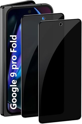 واقي شاشة للخصوصية قابل للطي لهاتف Google Pixel 9 Pro، زجاج مقسى مقاوم للخدش بصلابة 9H، صديق للحافظة، (عبوتان) in Kuwait