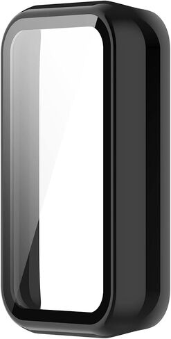 Compatible for Amazfit Band 7 Case with Built-in Tempered Glass Screen Protector, Full Coverage Hard PC Ultra-Thin Protective Cover for Amazfit Band 7 Accessories (Black&Black) in Saudi Arabia