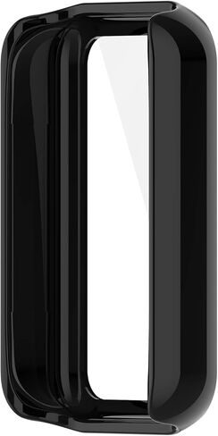 Compatible for Amazfit Band 7 Case with Built-in Tempered Glass Screen Protector, Full Coverage Hard PC Ultra-Thin Protective Cover for Amazfit Band 7 Accessories (Black&Black) in Saudi Arabia