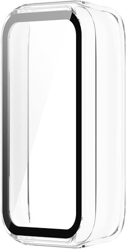 Compatible for Amazfit Band 7 Case with Built-in Tempered Glass Screen Protector, Full Coverage Hard PC Ultra-Thin Protective Cover for Amazfit Band 7 Accessories (Black&Black) in Saudi Arabia