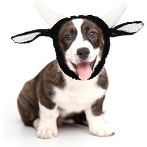 Civaner Dog Snood Dog Cow زي غزل ناعم غطاء أذن الكلب قبعة الشتاء يفشل الأذن الكلب حماية الضوضاء محبوك رأس الكلب التفاف لفصل الشتاء عيد الميلاد عيد الميلاد السنة الجديدة (L)