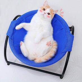 سرير أرجوحة للقطط من MeowWoof، سرير مرتفع بحامل للقطط، مستلزمات سرير نوم للحيوانات الأليفة قابلة للغسل لجرو القطط (رمادي برتقالي)