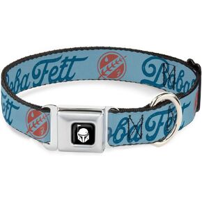 Buckle-Down Dog Collar Seatbelt Buckle Star Wars Boba Fett Script and Logo Blues Red 15 to 24 Inches 1.0 Inch Wide (DC-SB-SWBQE-WSW230-1.0-L)