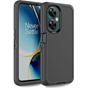 Anloes for Oneplus Nord N30 5G/CE 3 Lite Case, Defender Phone Case Heavy Duty Shockproof Dustproof Rugged Protective, 3 in 1 Bumper Cover for Oneplus Nord N30 Black(Without Built-in Screen Protector)