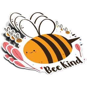 (5Pcs) Bee Kind Sticker Mental Health Motivational Inspirational Positive Quote Decal Waterproof Vinyl Stickers Adult for Laptop Kindle Car Tumbler Water Bottle Mug Phone Notebook - Size 3"x2.8"