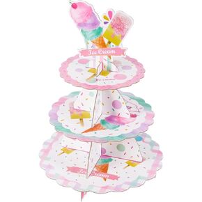WERNNSAI Unicorn Cupcake Stand - Unicorn Birthday Party Decorations for Girls Kids 3-Tier Cardboard Dessert Tower Holder Round Serving Tray Stand Horn Theme Baby Shower Supplies