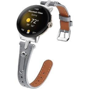 FitTurn T-Shape Leather Band Compatible with Google Pixel/Pixel Watch 2/Pixel Watch 3 (41mm) Watch Bands Women Men, Dressy Leather Strap with T-Shape Metal Buckle-Fashion Design