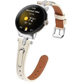 FitTurn T-Shape Leather Band Compatible with Google Pixel/Pixel Watch 2/Pixel Watch 3 (41mm) Watch Bands Women Men, Dressy Leather Strap with T-Shape Metal Buckle-Fashion Design