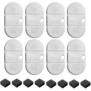 12 Pack Cat Water Fountain Filters,Replacement Filter for 71oz/2.1L Capsule Pet Water Fountain PLWF002, Replacement Filters and Pre-Filter Sponges for Cat/Dog Ultra Quiet Pet Water Fountain