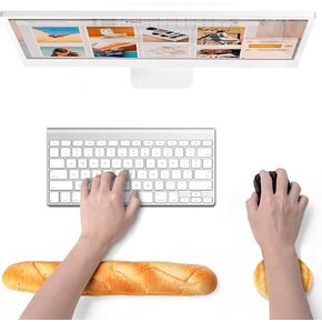 Soft Toast Bread Baguette Shape Anti-Skid Keyboard Wrist Rest Support & Mouse Wrist Support for Office,Computer,Laptop& Mac
