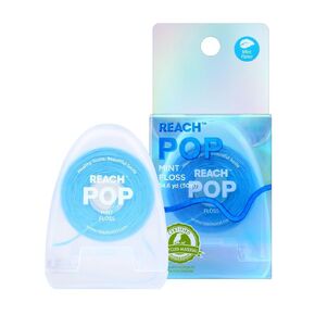 REACH POP Dental Floss 3 Pack | Vegan Wax & PFAS-Free | Durable & Shred Resistant | Slides Smoothly & Easily | Effective Plaque Removal | Blue Color Floss | Mint, 164.1 YD