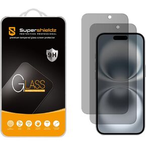 Supershieldz (2 Pack) (Privacy) Anti Spy Screen Protector Designed for iPhone 16 Plus/iPhone 15 Plus (6.7 inch) Tempered Glass, Anti Scratch, Bubble Free