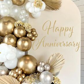 Happy Anniversary Decal Decorations Happy Anniversary Sign for Backdrop, Wedding Anniversary Decorations Gold Happy Anniversary Decal Sign for Arch Backdrop,Large Happy Anniversary Stickers