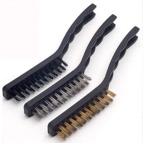 Wire Brush Set for Rust Cleaning - 3 Pcs Including Steel, Brass & Nylon Brushes - Ideal for Rust Removal, Dirt & Paint Scrubbing with Deep Cleaning - Small Wire Brush for Versatile Use