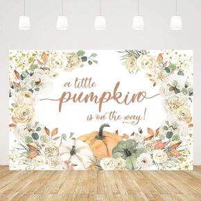Ticuenicoa Fall Pumpkin Floral Baby Shower Backdrop for Girl 7x5ft A Little Pumpkin is On The Way Babyshower Party Decorations Background Pumpkin Baby Shower Backdrops Thanksgiving Photo Booth Studio