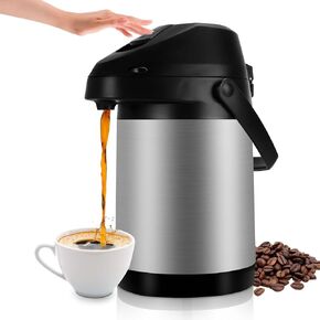 101Oz (3L) Airpot Coffee Carafe with Pump, Stainless Steel Double-wall Insulated Thermal Coffee Carafe Dispenser, 12 Hour Heat 24 Hour Cold Retention