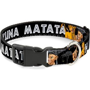 Buckle-Down Plastic Clip Collar - Lion King Simba & Nala HAKUNA MATATA - 1/2" Wide - Fits 6-9" Neck - Small