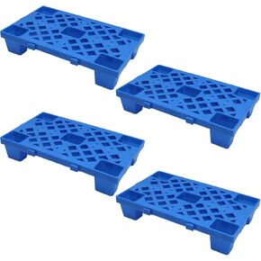 Plastic Pallets,4pcs Lightweight Pallet,Nestable Moisture-Proof Floor Pallets,Spliceable Breathable Grid Platform for Garage Warehouse Supermarket Basement Outside Storage,15.7x11.8x3.9in