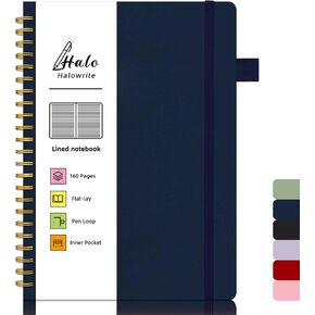 Spiral Notebook, Spiral Lined Journal Notebook for Women, 6"x8.5", Hardcover Journal with Pen Loop, Pocket, 160 Pages,100 GSM Thick Paper, Purple