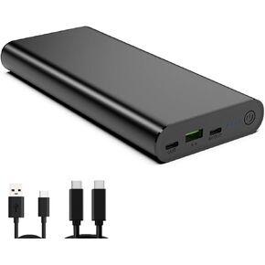 SunJack 100 Watt Power Bank Battery with 25600mAh Capacity, Portable and Quick Charge Laptop Charger with Rapid Re-Charge Technology, Two USB-C Ports, USB3.0 Port, E-Marker Cable Included