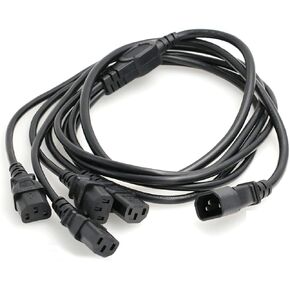 DRRI IEC C14 Male to 6X C13 Female Socket Y Splitter Extension Cord 10A 250V for PDU UPS System (C14-6X C13 60CM)