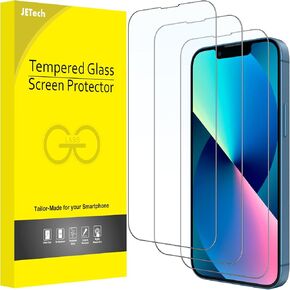 JETech Full Coverage Screen Protector for iPhone 13/13 Pro 6.1-Inch, 9H Tempered Glass Film Case-Friendly, HD Clear, 3-Pack
