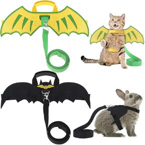 2 Pieces Pet Halloween Costume Pet Apparel Include 1 Cat Bat Wings and 1 Dragon Wings Halloween Party Decorations for Rabbits and Kittens Pets Costume Cosplay Accessories