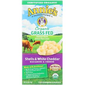 Annies Homegrown العضوية التي تتغذى على الأعشاب الطبيعية والمعكرونة والجبن الشيدر الأبيض، 6 أوقية (حزمة من 12)