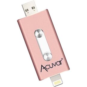 Acuvar 64GB Mobile USB Flash Drive for i-Phone, i-Pad and Most USB Enabled Devices for Data Transfer and Backup (Gold)