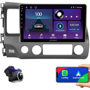 2G+64G for Honda Civic 2006 2007 2008 2009 2010 2011 Wireless CarPlay Android Auto Car Stereo 10.2 Inch Android Touch Screen Bluetooth Car Radio with GPS Navigation WiFi HD Backup Camera Mic