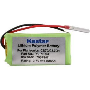 Kastar Battery Compatible With Plantronics 66278-01 Headset Battery Li-Pol, 3.7 Volt, 140 mAh - Ultra Hi-Capacity - Works for Plantronics CS70/N, 66278-01 Rechargeable Battery