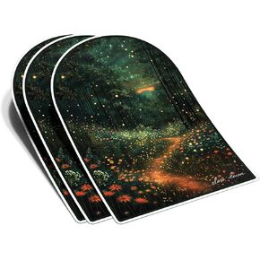 Fireflies in The Night Forest Sticker Adventure Mountain Nature Landscape Decal Waterproof Vinyl Stickers Adult for Laptop Kindle Car Tumbler Water Bottle Mug Phone Notebook - Size 3"x2" (3)