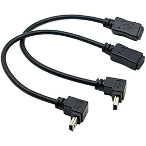 cablecc 2pcs 90 Degree Up & Down Direction Angled Mini USB 5 Pin Male to Female Extension Cable 0.2m