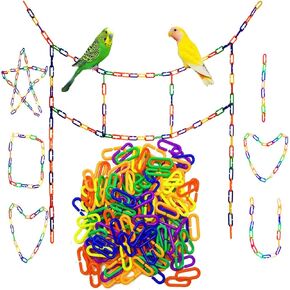 240Pcs C-Clips Chains Hooks Plastic Chain Links C-Links Children's Learning Toy Sugar Glider for Parakeets,Small Pet Rat Parrot Bird Toy Cage Swing Climbing Cage Toys(Black)