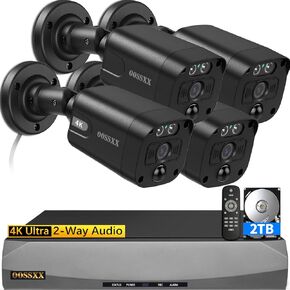 OOSSXX (4K/8.0 Megapixel & 130° Ultra Wide-Angle) 2-Way Audio Wired PoE Outdoor Home Security Camera System Wired IP Cameras System Outdoor Video Surveillance