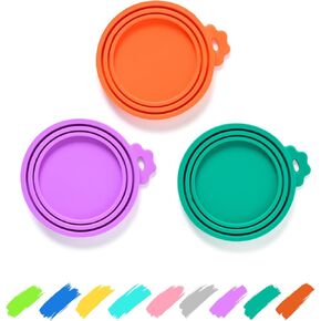 WePet Pet Food Can Covers, Silicone Lids, BPA Free, Dishwasher Safe, Fit Most Standard Size Canned Cat and Dog Food, 3oz/5.5oz/12.5oz/13.2oz, Golden Yellow/Lime Green/Royal Blue